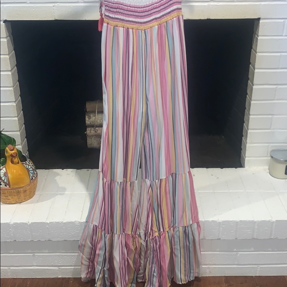 Main strip bell bottom jumpsuit - Picture 3 of 7